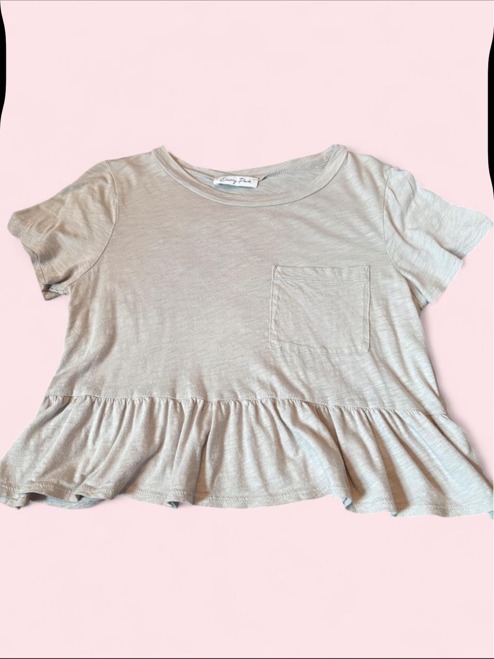 Buckle Light Gray Peplum Pocket Crop Top
